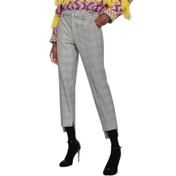 Zara Grey Plaid High Low Hem Dress Trouser Pants Size 4 Office Careerwear Work - Picture 7 of 7